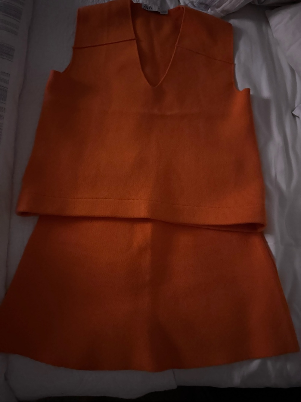 Zara Orange Sleeveless Knit Set